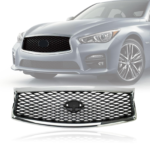 Auto Spare Part Front Grille For Infiniti Q50 2014 2017 Chrome Outer Frame Gray Base Without Camera Hole