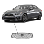 Auto Spare Part Front Grille For Infiniti Q50 2014 2017 Chrome Outer Frame Gray Base With Camera Hole