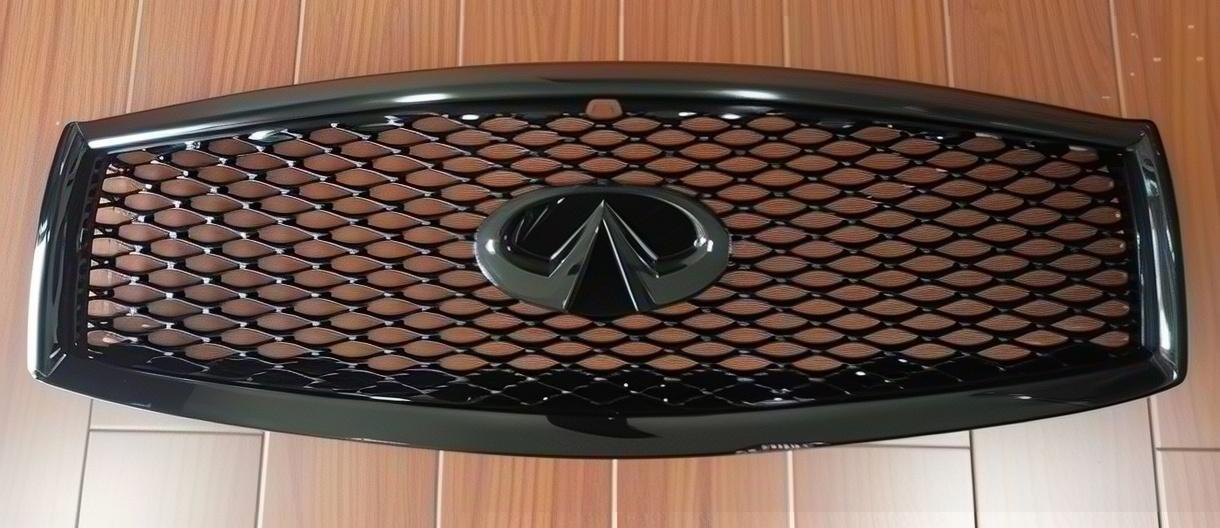 14e7ae36ee9f3b05a58235537b14da88 INFINITI Q70 15- Chrome Outer Frame Original Gray Base With Camera Hole Grille 62310-4AM1B - Image 1